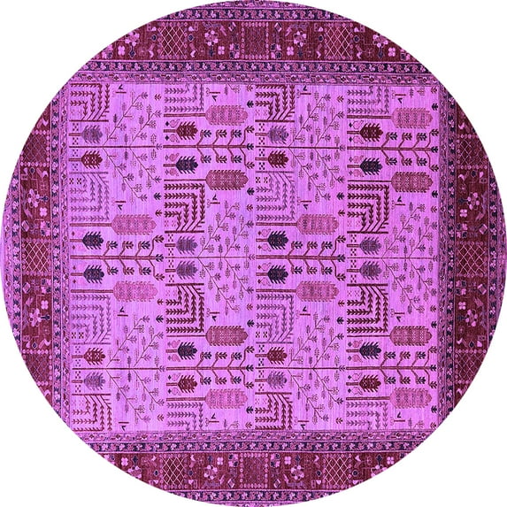 Ahgly Company Indoor Round Oriental Purple Industrial Area Rugs, 4' Round