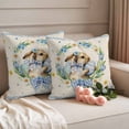 thumbnail image 2 of Spring Easter Outdoor Waterproof Pillow Covers, Cute Rabbits Eggs Bow Daisy Tulips Plants Beige Decorative Square Throw Pillowcase Sofa Cushion Sham for Patio/Couch/Chair, 26"x26" 2 Pack, 2 of 8