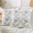 thumbnail image 2 of Home Soft Things Embroidery Canvas Throw Pillow Cover Pillow Case 2 Piece Set - Rose - Lilac - 20" x 20", 2 of 7