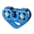 thumbnail image 3 of Burgundy/Blue Aluminum-Magnesium Alloy Double Sheave Pulley - 30kN Strength, 13mm Max Rope/12mm Cable Capacity for Climbing, Rescue, Caving & Aerial Work - 284g Lightweight Professional Gear, 3 of 6