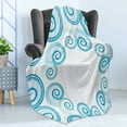 thumbnail image 4 of Teal and White Soft Flannel Fleece Throw Blanket, Ocean Waves Inspired Design with Abstract Blue Swirls Water Sea Spirals, Cozy Plush for Indoor and Outdoor Use, 50" x 60", Blue White, by Ambesonne, 4 of 5