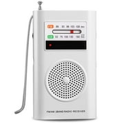 AM FM Radio, Battery Operated Radio, Portable Pocket Radio with Best Reception for Indoor/Outdoor Use, Transistor Radio with Headphone Jack, by MIKA (White)