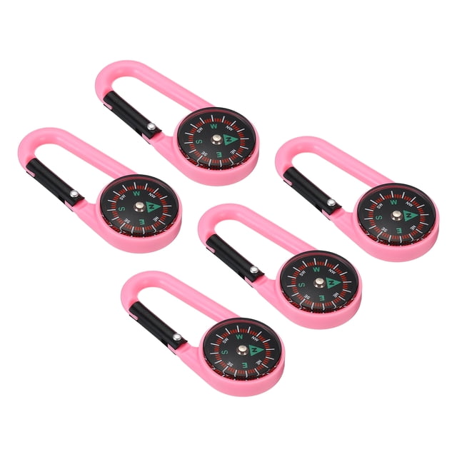 Unique Bargains Compass, Buckle Compass Keychain Waterproof Survival Pocket Compass, Pink 5Pack