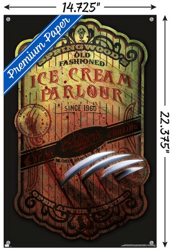 A Nightmare on Elm Street - Ice Cream Parlor Wall Poster with Pushpins, 14.725" x 22.375"