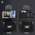 thumbnail image 3 of PULLIMORE Car Backseat Organizer with Foldable Tablet Holder, PU Leather Car Storage Protectors Seat Kick Mats Cup Holder Car Universal Use Covers (Black), 3 of 10