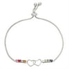 Personalized Planet Family Birthstone Double Heart Adjustable Bracelet