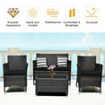 thumbnail image 5 of Costway 4PCS Rattan Patio Furniture Set Cushioned Sofa Chair Coffee Table Black, 5 of 9