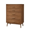thumbnail image 2 of Walnut Finish Mid-Century Modern 6pc Bedroom Set Queen Size Bed Dresser Mirror Nightstands Chest Furniture, 2 of 10