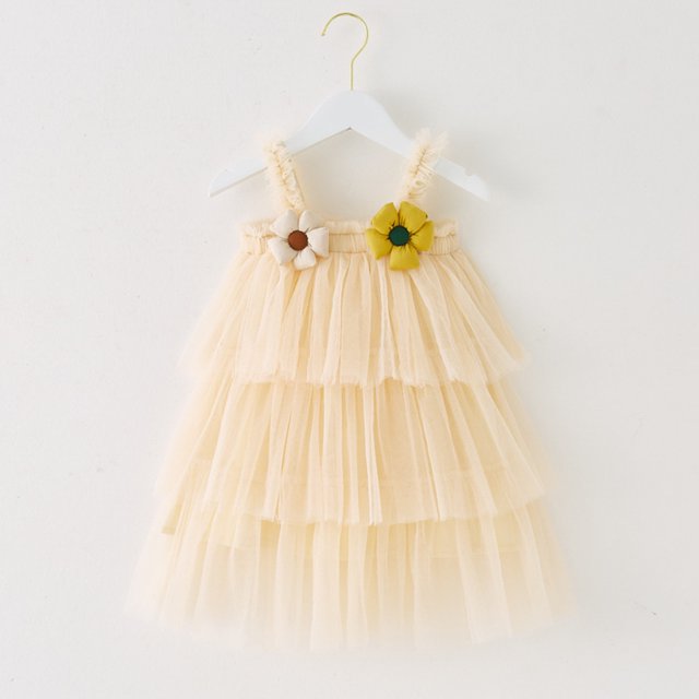 Robes pour Tout-Petites Fille à Volants Sans Manches Robe en Tulle Filles Robe de Printemps Filles Robe Chic Filles Robes Taille 2-3 Ans
