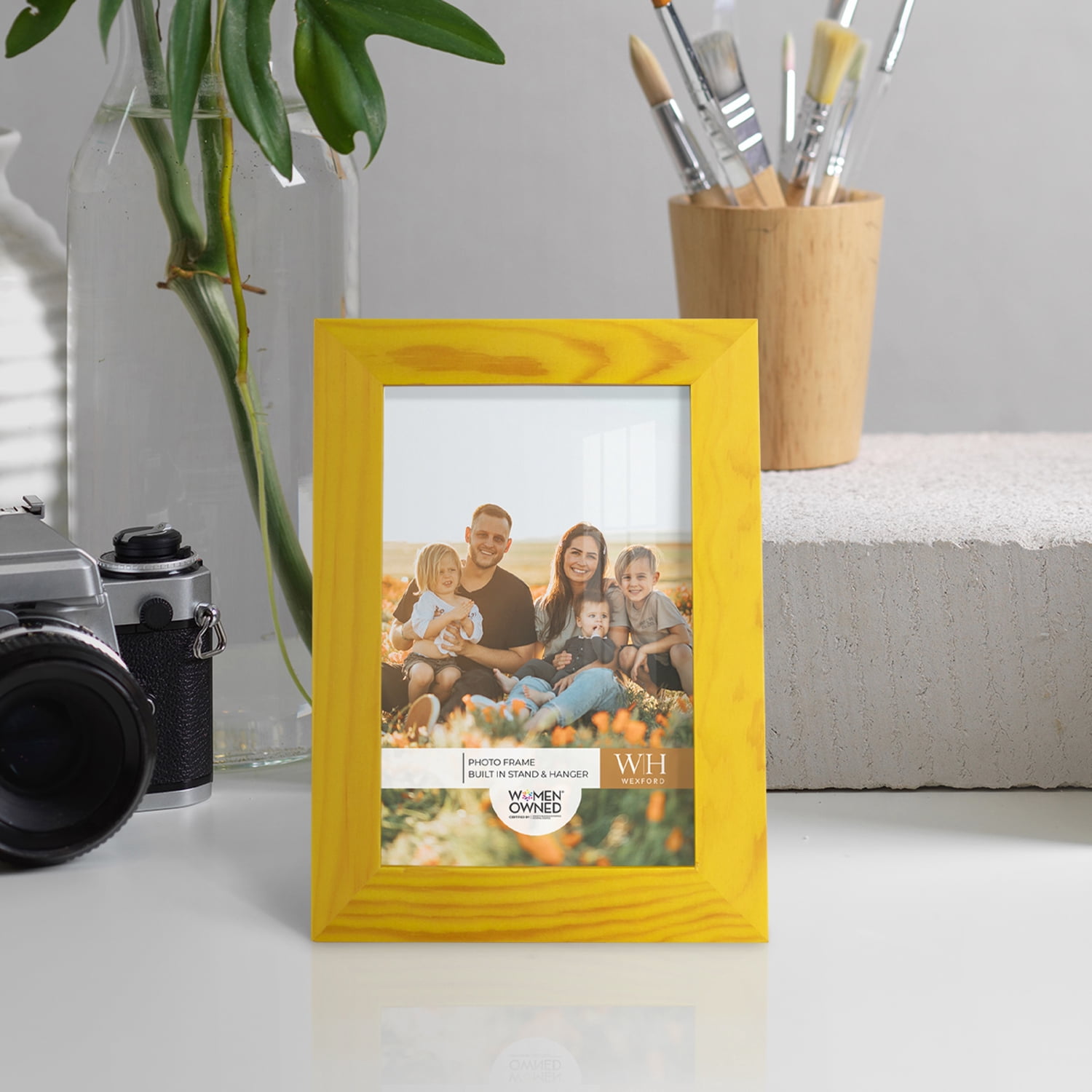 Woodgrain 4 in. x 6 in. Sunflower Yellow Picture Frame (Set of 2)