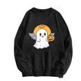 thumbnail image 4 of BiZtdJrK Women Casual Pullover Tops Ghost Pumpkin Graphic Long Sleeve Crewneck Sweatshirts Regular Fit Fall Fashion Sweatshirt Halloween Clothes Black XL, 4 of 5