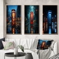 thumbnail image 1 of Designart "Urban Icon Red Telephone Booth I" Cityscapes Framed Wall Art Set Of 3 - Red Telephone Booth Frame Gallery Set For Office Decor, 1 of 6