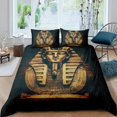 thumbnail image 1 of Pharaoh Duvet Cover Queen Ancient Egypt Tribe Comforter Cover Set for Boys Egyptian Pyramids Exotic Style Polyester Bedding Set, 1 of 7