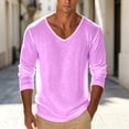 thumbnail image 2 of Mens Long Sleeve Shirt Lightweight Casual V-Neck Cotton Pullover Solid Color Tee Classic Long Sleeve Shirts for Men, 2 of 6