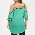 thumbnail image 7 of Mittory Plus Size Tops for Women Cold Shoulder Sparkle Sequin Short Sleeve Blouses High Low Irregular Hem Shirts, 7 of 7