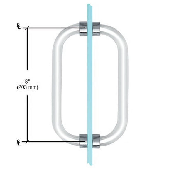 CRL CAP8X8CH 8" Acrylic Smooth Back-to-Back Shower Door Pull Handle with Chrome Rings