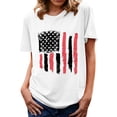 thumbnail image 1 of Independence Day Chemises pour Femmes Imprimé Drapeau Américain Été Col Rond Manches Courtes Tunique Blouse Patriotique Tee, 1 of 4