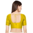 thumbnail image 3 of eloria Women's Art Silk Top Short Sleeve Blouse Deep Neck Top Sari Accessories Color: Yellow | Size: 40, 3 of 5