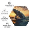 thumbnail image 3 of Yiaed Sunset Ocean Whale Print Leather Coasters for Drinks - Cup Coasters Coffee Table Kitchen Table Bar, Home & Office Gifts Handmade Drink Coasters-Hexagon, 3 of 6