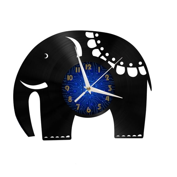 Elephant 4 Vinyl Record Wall Clock for Kitchen Wall Decor Wall Art Gift for Lover Gift Idea for a Best Friend(B)