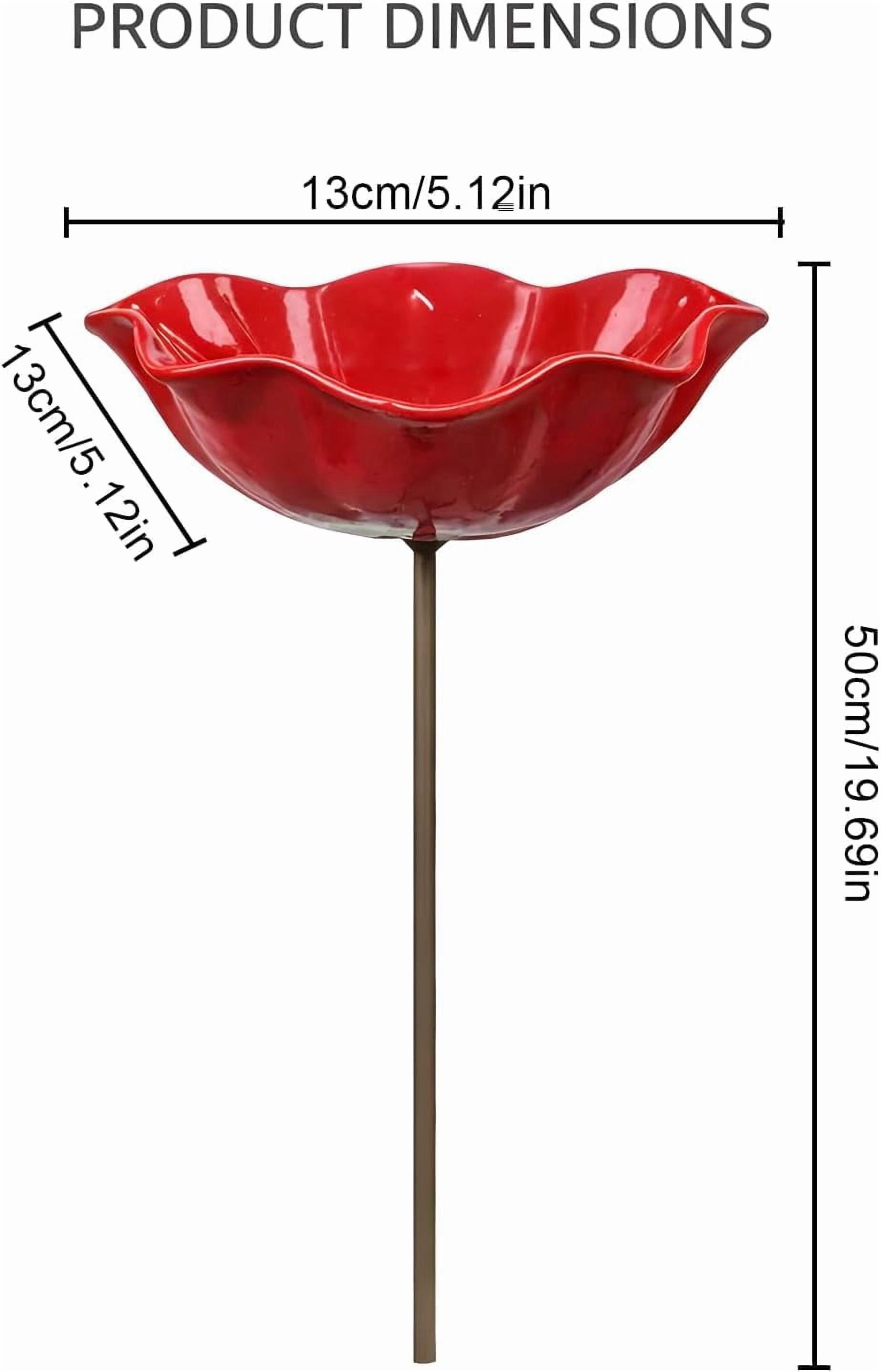 Metal Flower Garden Stakes Bird Bath, Mini Bird Bath & Pollinator Water Station, Handmade Metal Flower Garden Stake (5PC)
