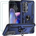 thumbnail image 1 of wonima11 for Motorola Edge 2022 Case with 2 Pcs Tempered Glass Screen Protector, [Military Grade] 16ft. Drop Tested Protective Cover with Magnetic Kickstand Car Mount for Motorola Moto Edge 2022, Blue, 1 of 1
