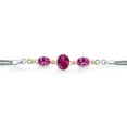 thumbnail image 2 of 925 Silver and 10K Yellow Gold Red Created Ruby and Pink Created Sapphire and Lab Grown Diamond Bracelet for Women (6.36 Cttw, July Birthstone, Oval 10X8MM and 8X6MM, 6.5/7/7.5 inch, Made in Italy), 2 of 3