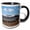 Black/White, variant on 3drose, a Mountain in Ogden Utah with a Blue Lake Beneath, 11oz Two-tone Black Mug