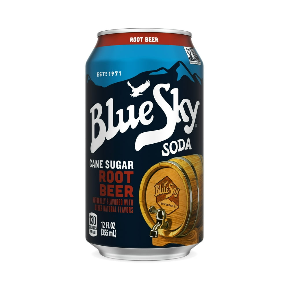 Blue Sky Root Beer Soda Soft Drink, 12 fl oz
