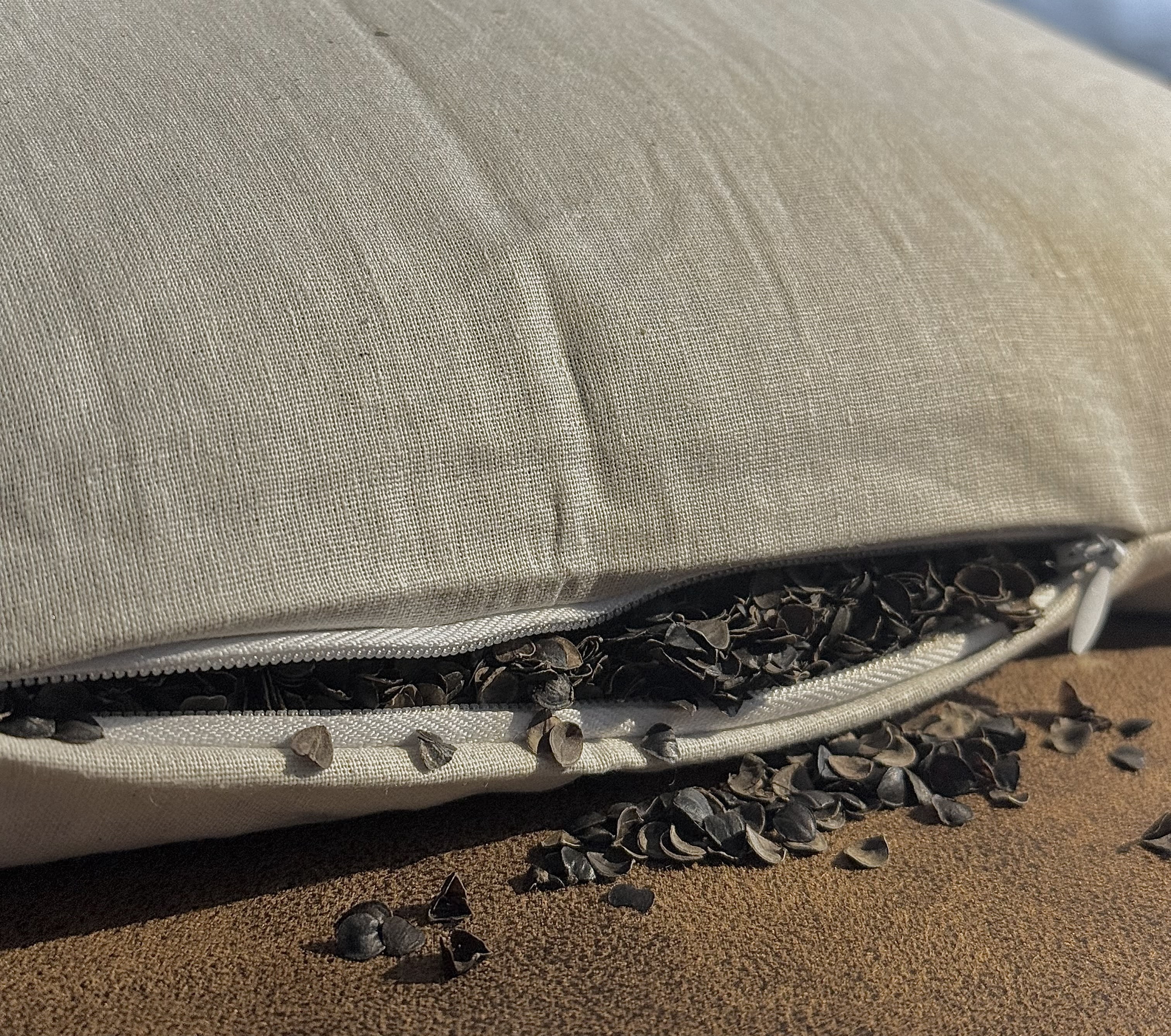 Orimono Elegance Buckwheat Pillow – 100% Organic Undyed Cotton Cover, Adjustable Firmness with Extra Filling – Neck & Back Support for Better Sleep