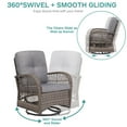 thumbnail image 2 of MEETWARM 3 Pieces Outdoor Wicker Swivel Rocker Patio Set, Rocking Chairs Rattan Patio Furniture Sets with Thickened Cushion and Glass-Top Coffee Table, Conversation Bistro Set for Porch (Gray), 2 of 7