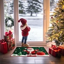 Nkmbld Christmas Indoor Door Mat, Christmas Floor Mats Crystal Velvet Rug Holiday Decor Non-Slip Welcome Mat for Entryway Kitchen Bathroom