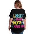 thumbnail image 5 of I Love The 80's Retro Heart V Neck Fashion Oversize T-Shirt Short Sleeve Shirt Tops, 5 of 8