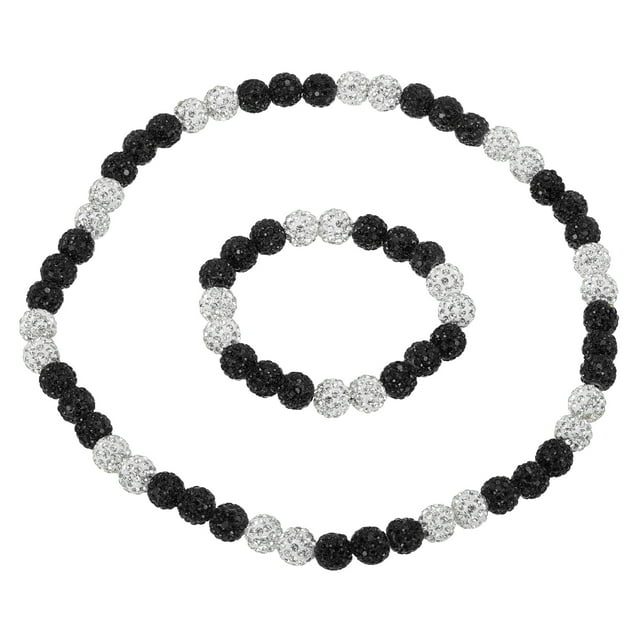 Conjunto de Collar y Pulsera de Béisbol Uxcell, Collar de 18" y Pulsera de 7.5" (Negro Blanco, Paquete de 2)
