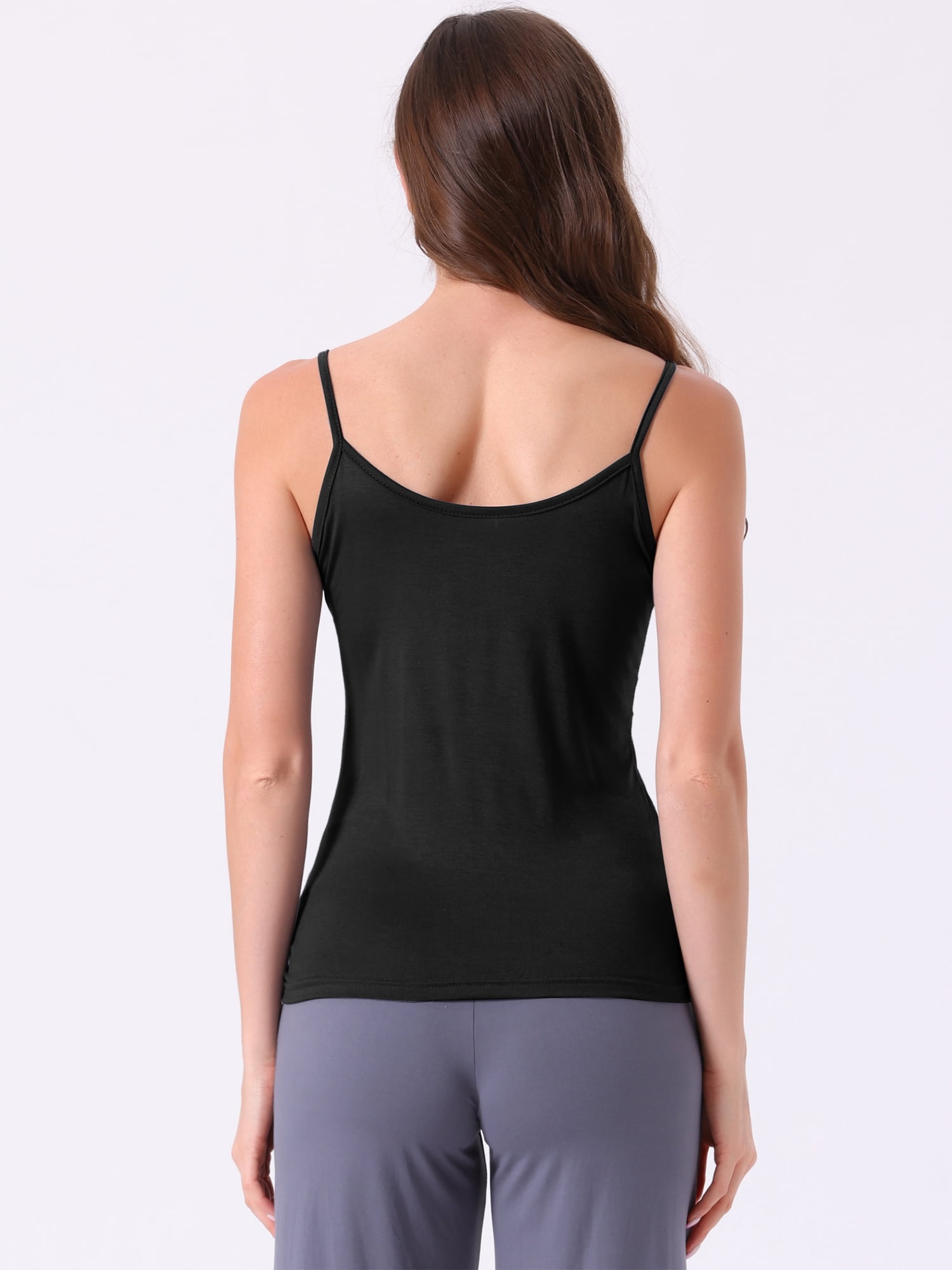 DARING DIVA Women's V Neck Sleeveless Undershirt Spaghetti Strap Tank Tops S Black