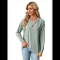 thumbnail image 3 of Blusas de Larga con Cuello en V para Mujer, Blusas Casuales Tipo Jersey, Blusas Holgadas y Elegantes, Blusas Tipo Túnica para Otoño. Verde Oscuro XXL, 3 of 10