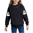 thumbnail image 2 of Girls' Pullover Tops New Cute Spooky Sweatshirts Kids Halloween Crewneck Long Sleeve Ghost Printed Pullover Tops for Girls Boys Black 2 Y, 2 of 6