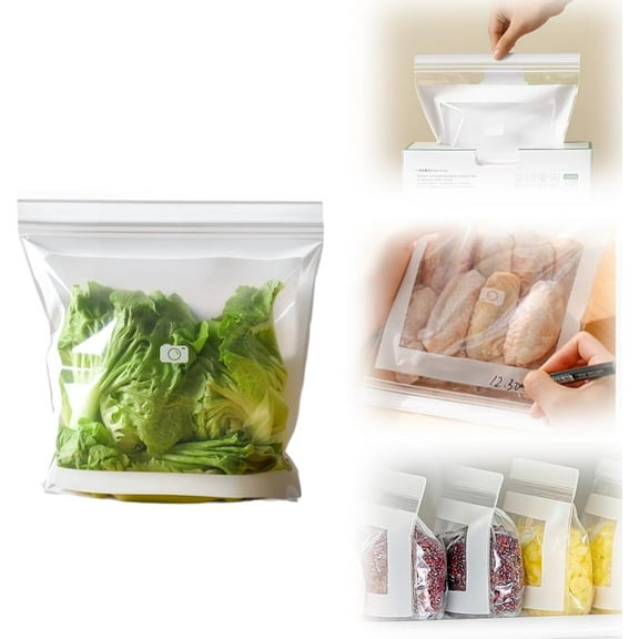 2025 Upgraded Reusable Food Storage Bags - BPA-Free, Double Seal Fresh-Keeping Bags for Fruits, Vegetables & Freezer (11 * 11 inches(15pcs))