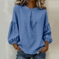 thumbnail image 2 of Akmaiox T Shirts for Women Casual Loose Long Sleeve Tee Shirts Solid Color Summer Beach Holiday Tops Gifts for Women S-2XL, 2 of 7