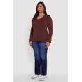 thumbnail image 4 of Womens Plus Size Basic V Neck Long Sleeve T-Shirt, 4 of 5