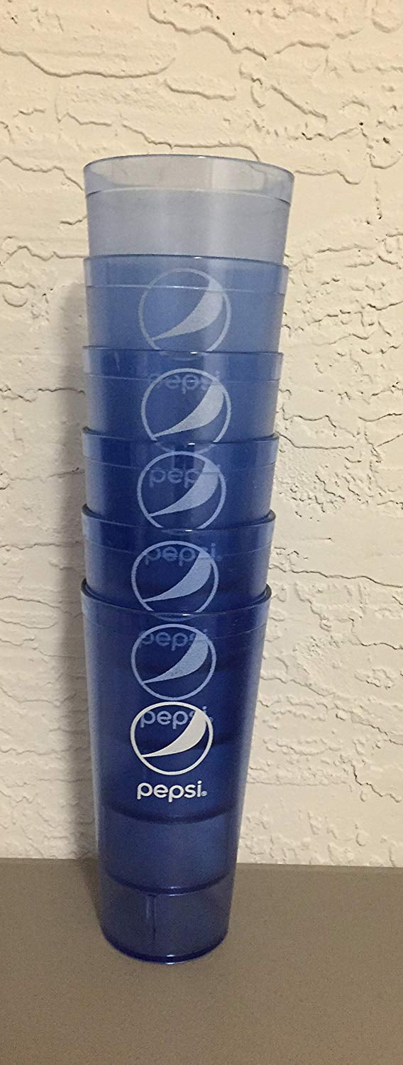 PK of 6 New Pepsi Royal Blue Heavy Duty Plastic 24oz Drinking Cups/ Tumblers 