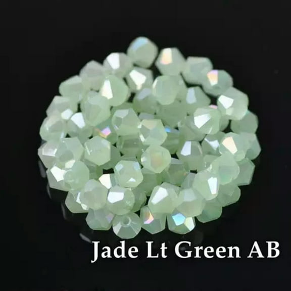 EOEMY 3mm 4mm 6mm 8mm Bicone Faceted Crystal Glass Loose Crafts Beads Jewelry Making-#207 Jade Lt Green Ab-8mm (30Pcs)