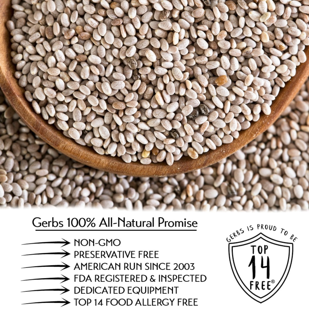 Gerbs Raw White Chia Seeds 2 lb Bag