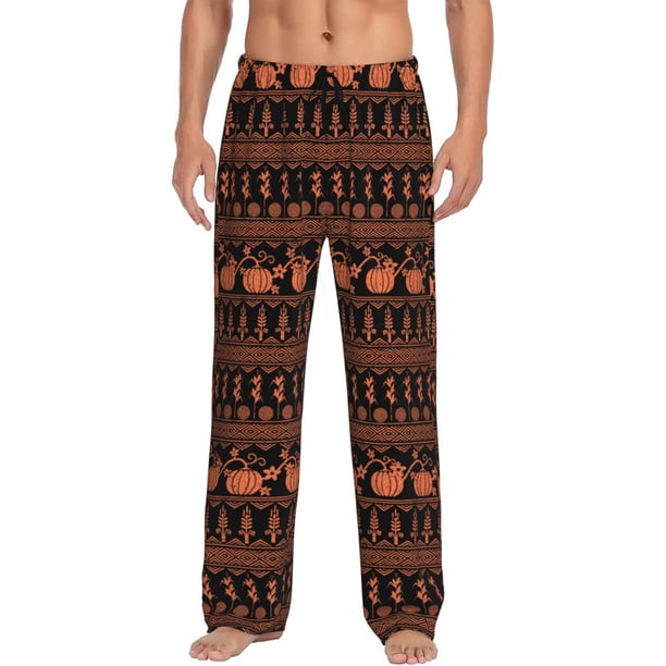 Balery Vintage Pumpkin Pattern Pantalones de pijama para hombre, pijama ultraligero, pantalón de descanso-Small