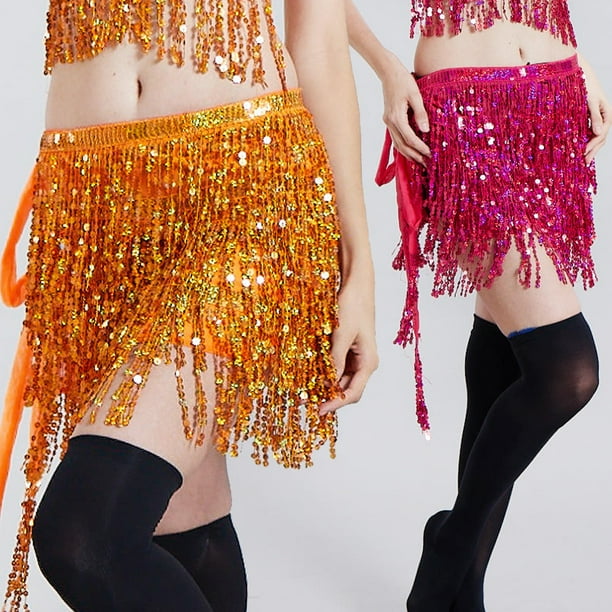 Traje de danza del vientre Bossimi indio vestido de espectáculo falda de cuentas bufanda con flecos de lentejuelas bufanda de baile a la cadera cadena de cintura Oso de fresa Electrónica