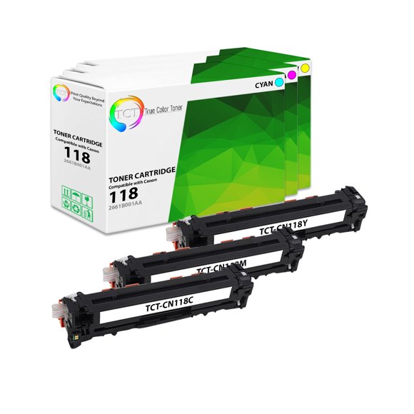 TCT 118 Color Toner Cartridge 3 Pack - Compatible Replacement for Canon 118 Works With Canon ImageClass LBP7660CDN LBP7200CDN MF8350CDN (Cyan 2661B001AA Magenta 2660B001AA Yellow 2659B001AA)