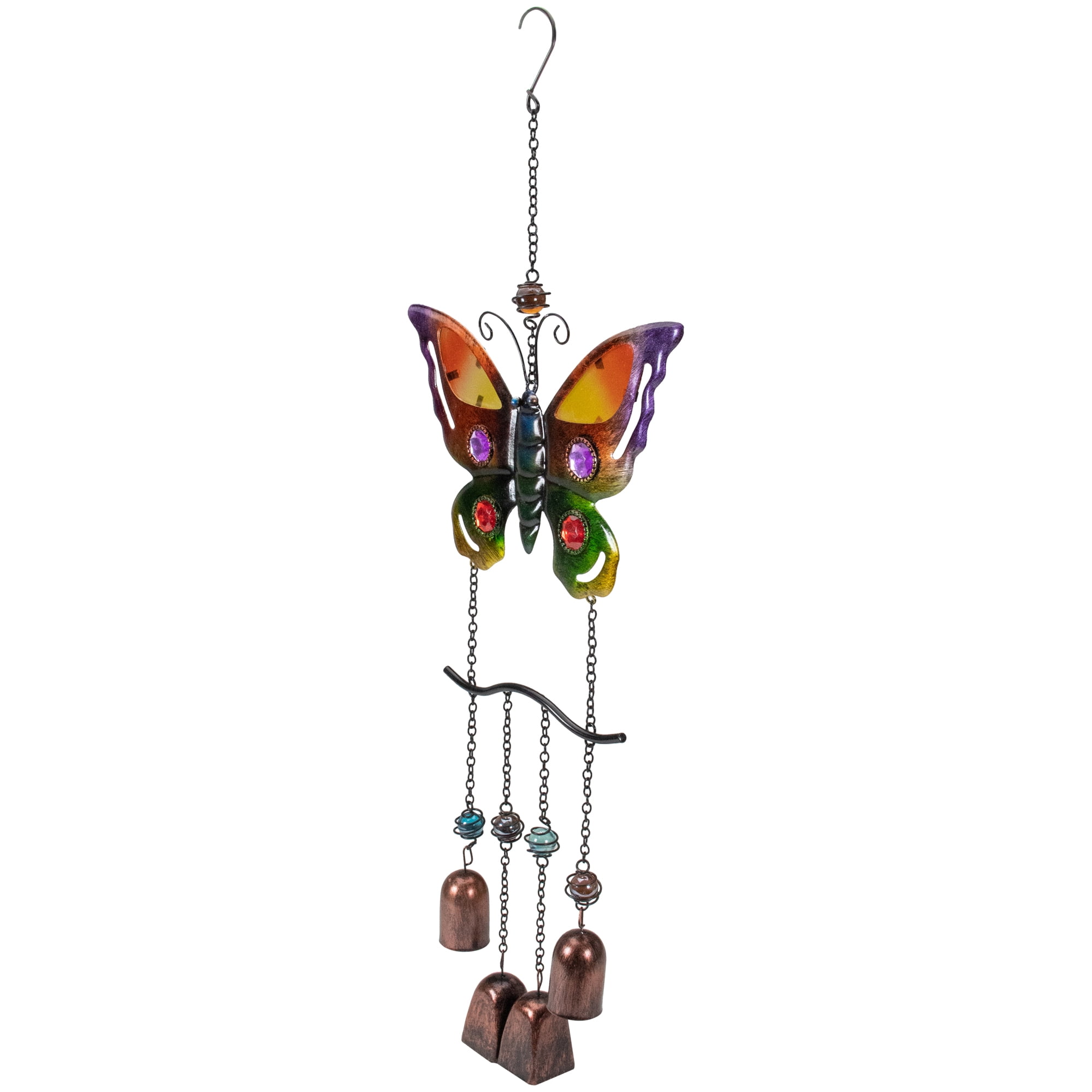 Northlight 24" Purple and Bronze Butterfly Outdoor Garden Windchime