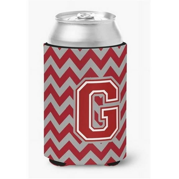Letter G Chevron Maroon & White Can or Bottle Hugger, 0.25 x 4 x 5.5 in.