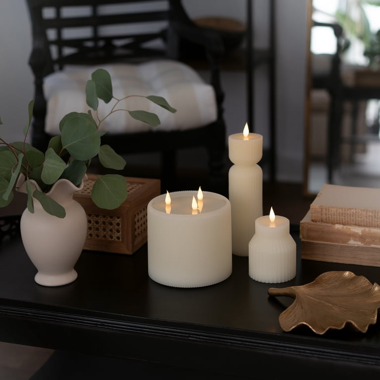 Home Decor Collection Fluted Large 3-Wick LED Flameless Candle photo 8