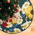 thumbnail image 4 of Coolnut Insects Flowers Ladybird Christmas Tree Mats Waterproof Tree Skirt, Sunflower Daisy Bee Xmas Tree Stand Tray Mat Floor Protector Pad for Holiday Party Decoration, 28.3", 4 of 6